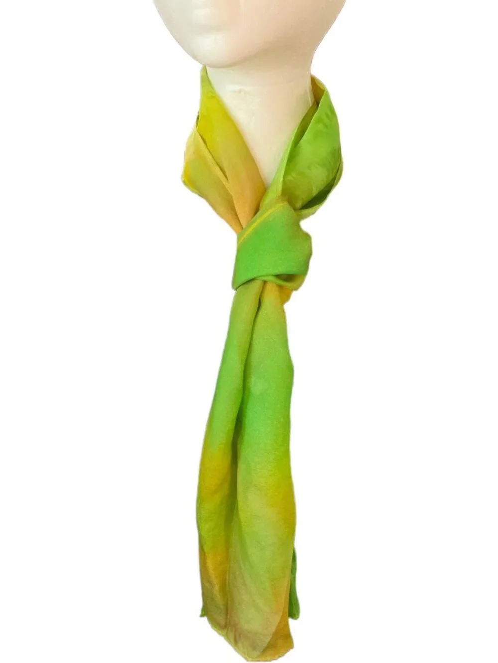 100% Silk Habotai Scarf Lime Green Yellow Ombre